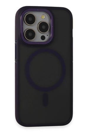 Fuchsia iPhone 14 Pro Max ile Uyumlu Kılıf Rocky Kablosuz Şarj Özellikli Kapak - Derin Mor