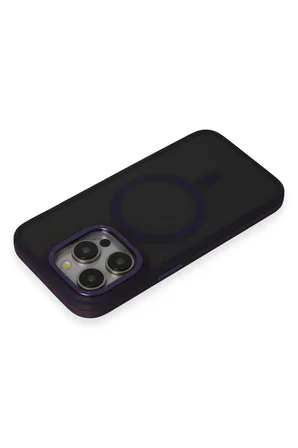 Fuchsia iPhone 14 Pro Max ile Uyumlu Kılıf Rocky Kablosuz Şarj Özellikli Kapak - Derin Mor
