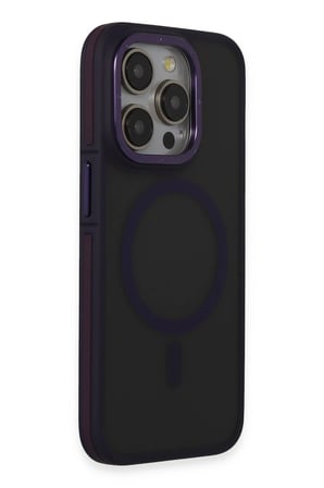 Fuchsia iPhone 14 Pro Max ile Uyumlu Kılıf Rocky Kablosuz Şarj Özellikli Kapak - Derin Mor