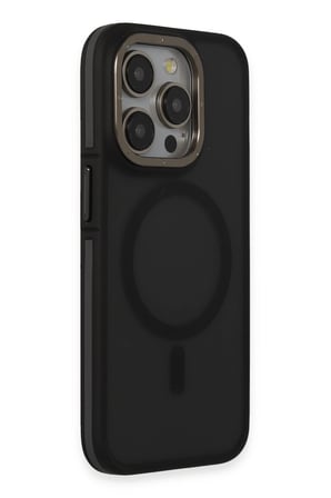 Fuchsia iPhone 14 Pro Max ile Uyumlu Kılıf Rocky Kablosuz Şarj Özellikli Kapak - Siyah