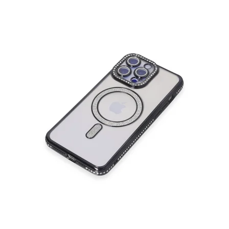 iPhone 15 Pro Kılıf Joke Simli Magneticsafe Kılıf - Siyah
