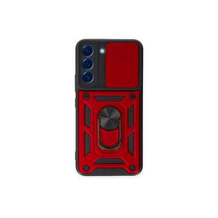 Samsung Galaxy S23 Kılıf Pars Lens Yüzüklü Silikon - Kırmızı