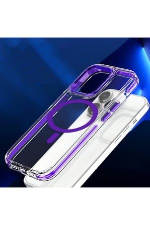 Fuchsia iPhone 15 Pro Max ile Uyumlu Bella Kablosuz Şarj Özellikli Kapak - Siyah