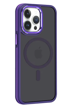 Fuchsia iPhone 15 Pro ile Uyumlu Winner Kablosuz Şarj Özellikli Kapak - Derin Mor