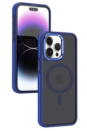 Fuchsia iPhone 15 Pro Max ile Uyumlu Winner Kablosuz Şarj Özellikli Kapak - Lacivert