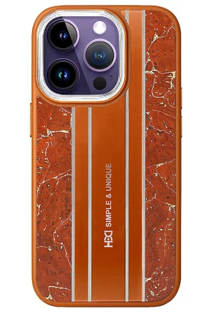 Fuchsia iPhone 15 Pro ile Uyumlu Kılıf HBC-188 Astra Kapak - Kahverengi