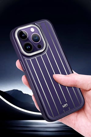 Fuchsia iPhone 15 Pro Max ile Uyumlu Kılıf HBC-190 Kolaj Kapak - Derin Mor