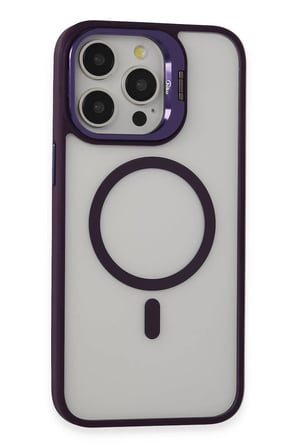 Fuchsia iPhone 14 Pro ile Uyumlu Kılıf Roblox Lens Magsafe Standlı Kapak - Derin Mor