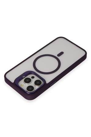 Fuchsia iPhone 14 Pro ile Uyumlu Kılıf Roblox Lens Magsafe Standlı Kapak - Derin Mor