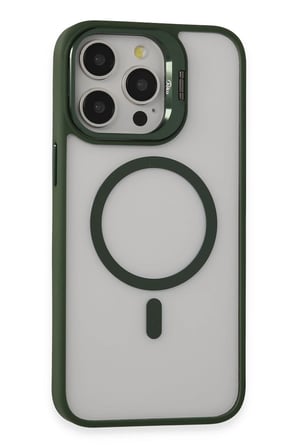 iPhone 15 Pro Kılıf Roblox Lens Magsafe Standlı Kapak - Koyu Yeşil