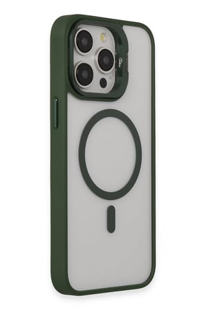 iPhone 15 Pro Kılıf Roblox Lens Magsafe Standlı Kapak - Koyu Yeşil