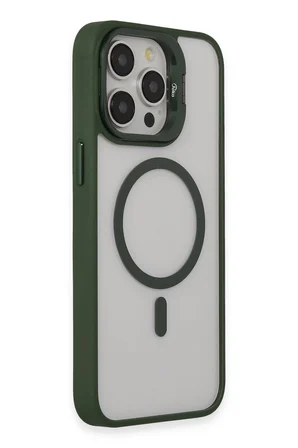 Fuchsia iPhone 15 Pro Max ile Uyumlu Kılıf Roblox Lens Kablosuz Şarj Özellikli Standlı Kapak - Koyu Yeşil