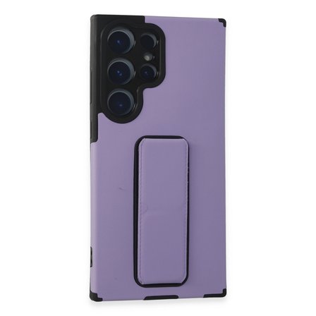 Newface Samsung Galaxy S23 Ultra Kılıf Mega Standlı Silikon - Lila
