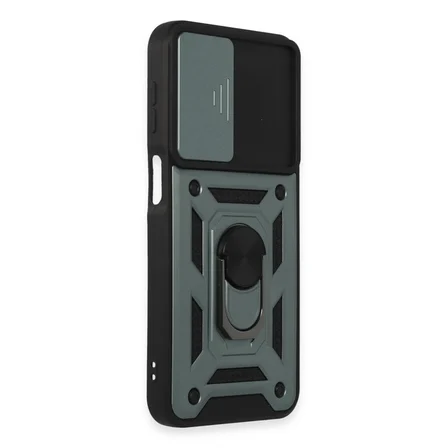 Newface Samsung Galaxy M34 5G Kılıf Pars Lens Yüzüklü Silikon - Yeşil