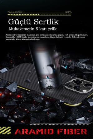 Fuchsia iPhone 15 Pro ile Uyumlu Kılıf Aramid 600D Kevlar Karbon Fiber Kablosuz Şarj Özellikli Kapak - Kırmızı