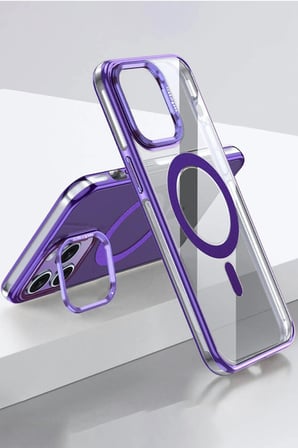Fuchsia iPhone 14 Pro ile Uyumlu Drop Kablosuz Şarj Özellikli Kapak - Derin Mor