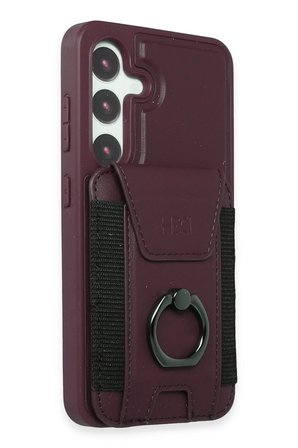 Fuchsia Samsung Galaxy S24 ile Uyumlu HBC-228 Havana Magnet Kartvizitli Kapak - Derin Mor