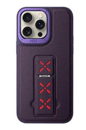 Fuchsia iPhone 14 Pro ile Uyumlu HBC-248 Lima Standlı Kapak - Derin Mor