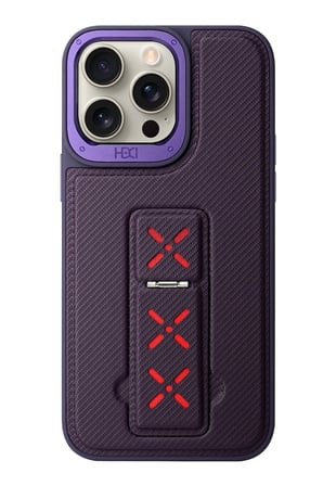 Fuchsia iPhone 15 Pro ile Uyumlu HBC-248 Lima Standlı Kapak - Derin Mor