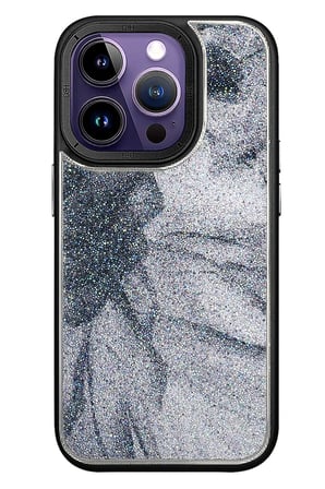 Fuchsia iPhone 14 Pro ile Uyumlu HBC-201 Salvador Simli Kapak - Siyah