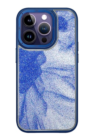 Fuchsia iPhone 14 Pro ile Uyumlu HBC-201 Salvador Simli Kapak - Lacivert