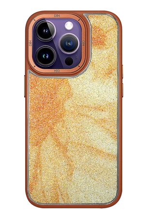 Fuchsia iPhone 14 Pro ile Uyumlu HBC-201 Salvador Simli Kapak - Kahverengi