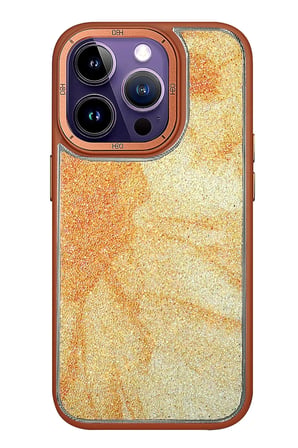Fuchsia iPhone 14 Pro Max ile Uyumlu HBC-201 Salvador Simli Kapak - Kahverengi