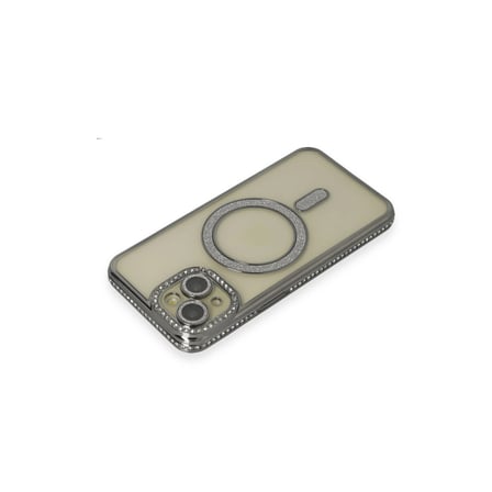 iPhone 14 Kılıf Joke Simli Magneticsafe Kılıf - Gri
