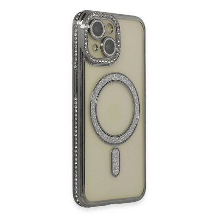 iPhone 14 Kılıf Joke Simli Magneticsafe Kılıf - Gri