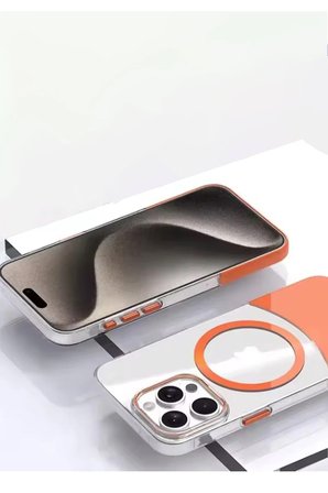 Fuchsia iPhone 15 Pro Max ile Uyumlu PC Suit Kablosuz Şarj Özellikli Kapak - Siyah