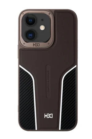Fuchsia iPhone 11 ile Uyumlu HBC-264 Lambor Karbon Fiber Sport Kapak - Titan Gri
