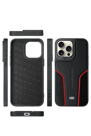 Fuchsia iPhone 11 ile Uyumlu HBC-264 Lambor Karbon Fiber Sport Kapak - Titan Gri