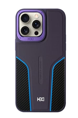Fuchsia iPhone 15 Pro ile Uyumlu HBC-264 Lambor Karbon Fiber Sport Kapak - Derin Mor