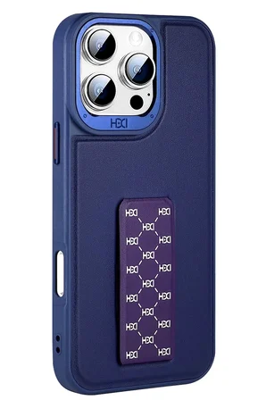 Fuchsia iPhone 14 Pro Max ile Uyumlu HBC-265 Madrid Kablosuz Şarj Özellikli Standlı Kapak - Lacivert