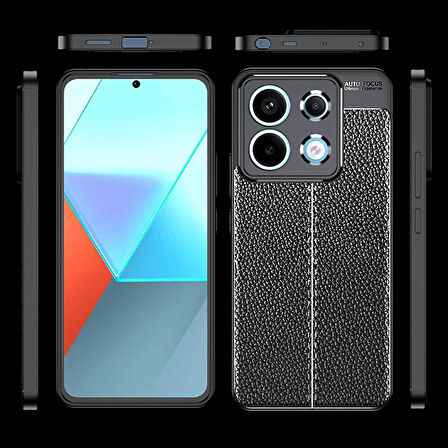 Xiaomi Redmi Note 13 Pro 4G Kılıf Focus Deri Desen Silikon Kapak