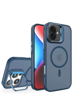 Fuchsia iPhone 16 Plus ile Uyumlu Flet Lens Kablosuz Şarj Özellikli Kapak - Lacivert