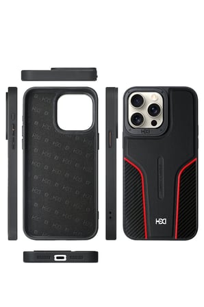 Fuchsia iPhone 16 Pro Max ile Uyumlu HBC-264 Lambor Karbon Fiber Sport Kapak - Lacivert