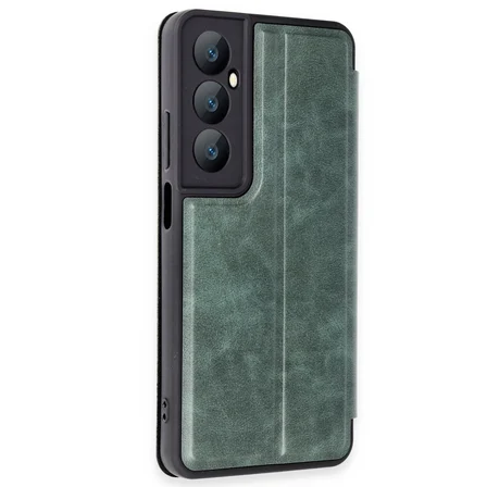 Realme C65 Kılıf Flip Cover - Koyu Yeşil