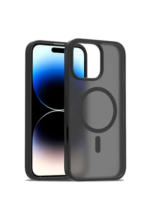 Fuchsia iPhone 16 Pro Max ile Uyumlu Jota Kablosuz Şarj Özellikli Kapak - Siyah