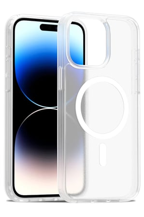 Fuchsia iPhone 15 Pro ile Uyumlu Jota Kablosuz Şarj Özellikli Kapak - Şeffaf