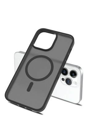 Fuchsia iPhone 15 Pro Max ile Uyumlu Jota Kablosuz Şarj Özellikli Kapak - Siyah