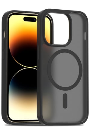 Fuchsia iPhone 14 Pro ile Uyumlu Jota Kablosuz Şarj Özellikli Kapak - Siyah