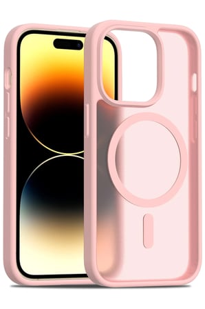 Fuchsia iPhone 14 Pro ile Uyumlu Jota Kablosuz Şarj Özellikli Kapak - Pudra