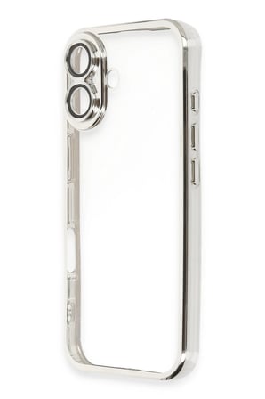 Newface Apple iPhone 16 Plus Kılıf Razer Lensli Silikon - Gümüş
