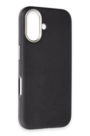 Fuchsia iPhone 16 ile Uyumlu Wonder Deri Kablosuz Şarj Özellikli Kapak - Siyah