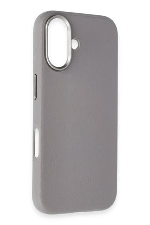Fuchsia iPhone 16 ile Uyumlu Wonder Deri Kablosuz Şarj Özellikli Kapak - Titan Gri