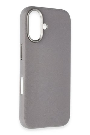 Fuchsia iPhone 16 ile Uyumlu Wonder Deri Kablosuz Şarj Özellikli Kapak - Titan Gri