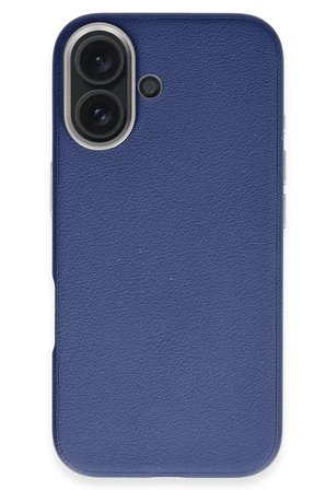 Fuchsia iPhone 16 ile Uyumlu Wonder Deri Kablosuz Şarj Özellikli Kapak - Lacivert