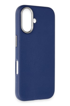 Fuchsia iPhone 16 ile Uyumlu Wonder Deri Kablosuz Şarj Özellikli Kapak - Lacivert