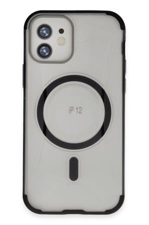 Fuchsia iPhone 12 ile Uyumlu Hilton Kablosuz Şarj Özellikli Kapak - Siyah